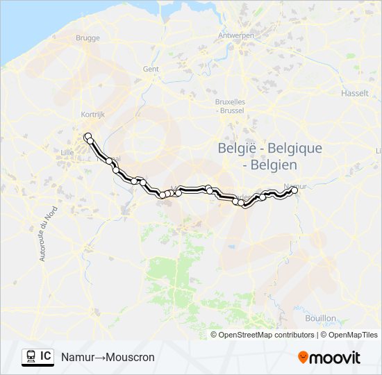 Plan de la ligne IC de train