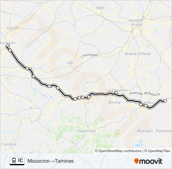 Plan de la ligne IC de train