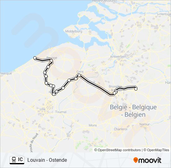 Plan de la ligne IC de train