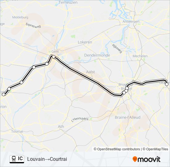 Plan de la ligne IC de train