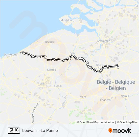 Plan de la ligne IC de train