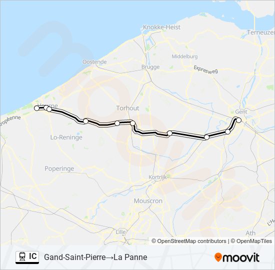 Plan de la ligne IC de train