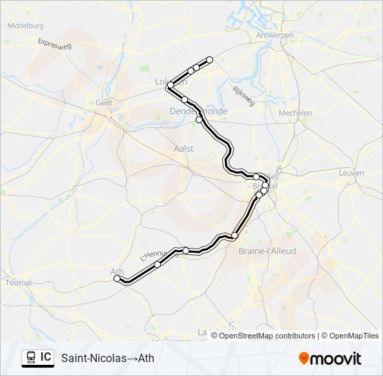 Plan de la ligne IC de train