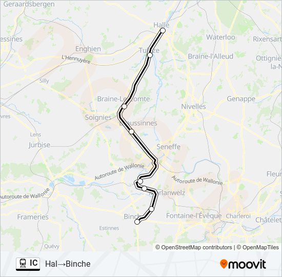 Plan de la ligne IC de train