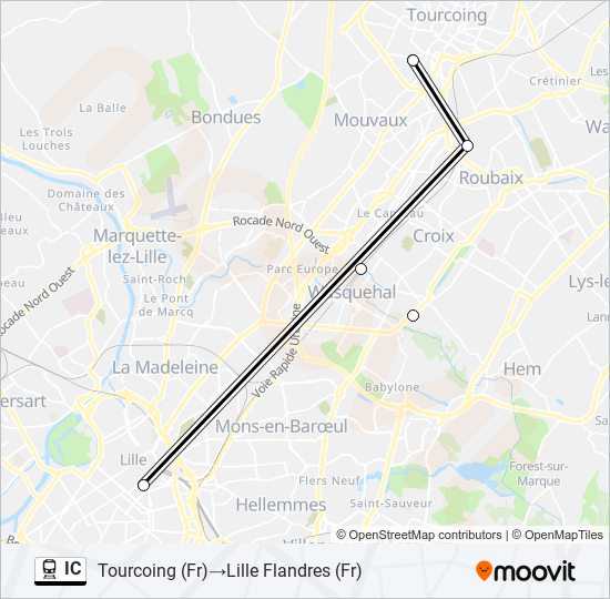 Plan de la ligne IC de train