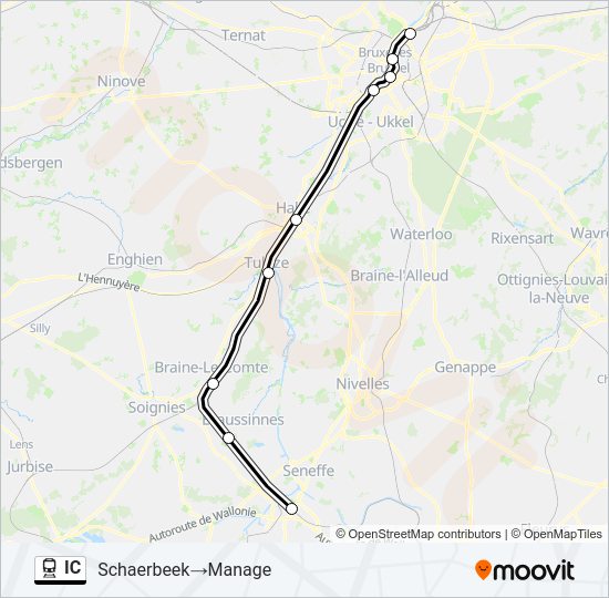 Plan de la ligne IC de train