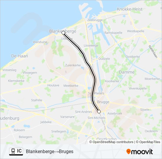 Plan de la ligne IC de train