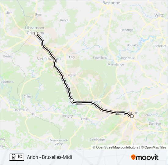 Plan de la ligne IC de train