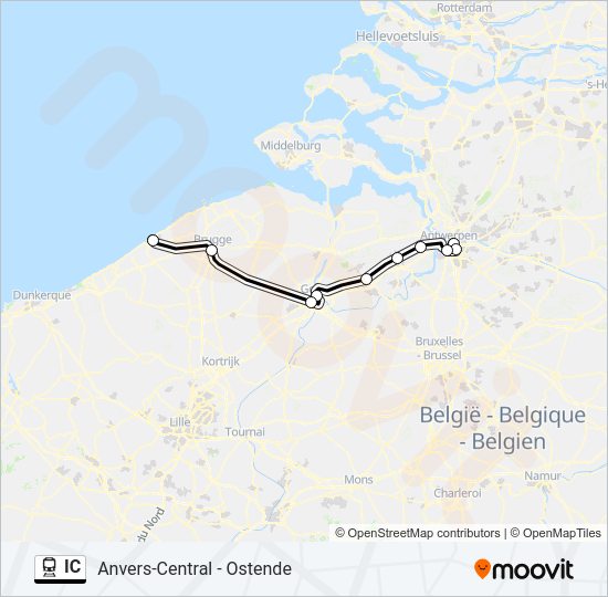 Plan de la ligne IC de train