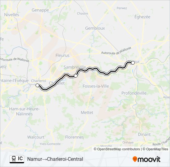 Plan de la ligne IC de train