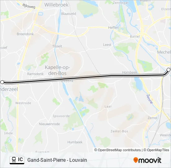 Trein IC lijnkaart