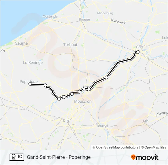 Trein IC lijnkaart