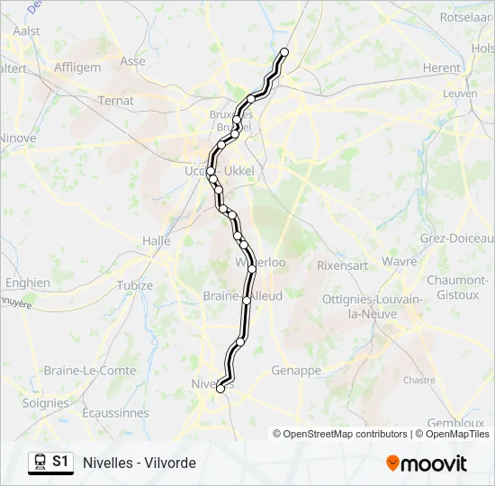 Plan de la ligne S1 de train