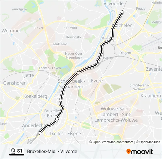 Trein S1 lijnkaart