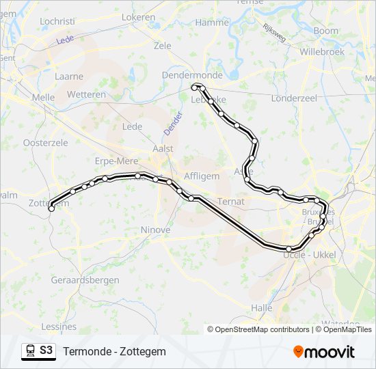 Plan de la ligne S3 de train