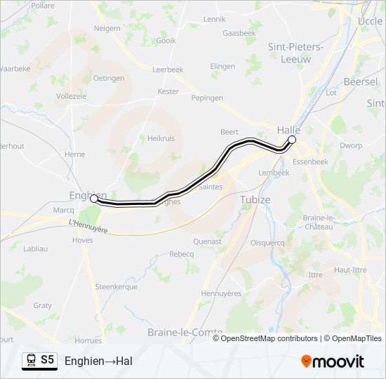 Plan de la ligne S5 de train