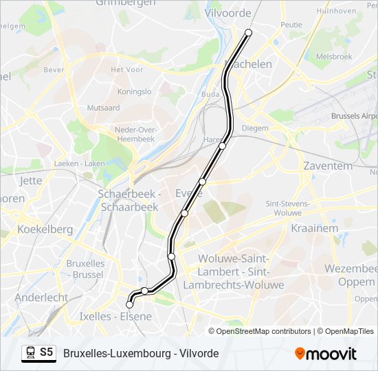 Plan de la ligne S5 de train