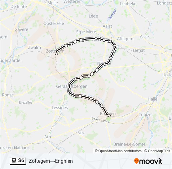 Plan de la ligne S6 de train