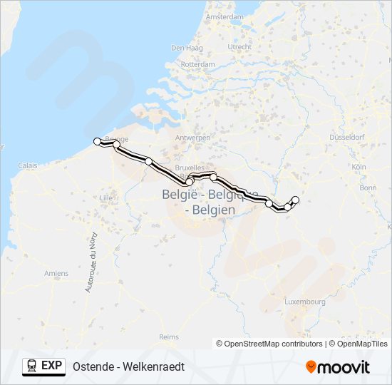 Plan de la ligne EXP de train