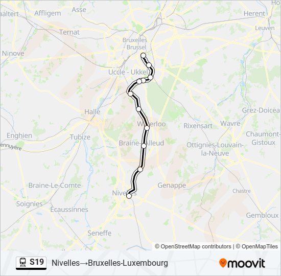 Plan de la ligne S19 de train