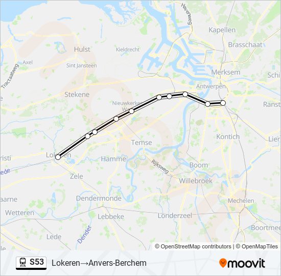 Plan de la ligne S53 de train