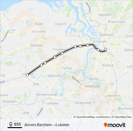 Trein S53 lijnkaart