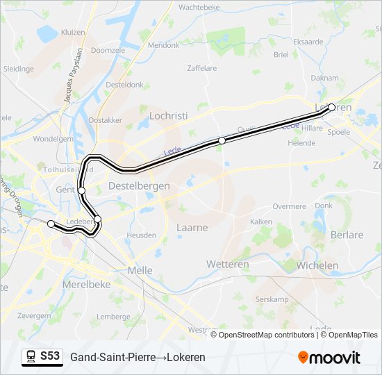 Trein S53 lijnkaart