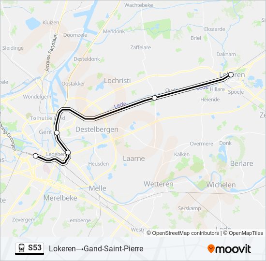 Plan de la ligne S53 de train