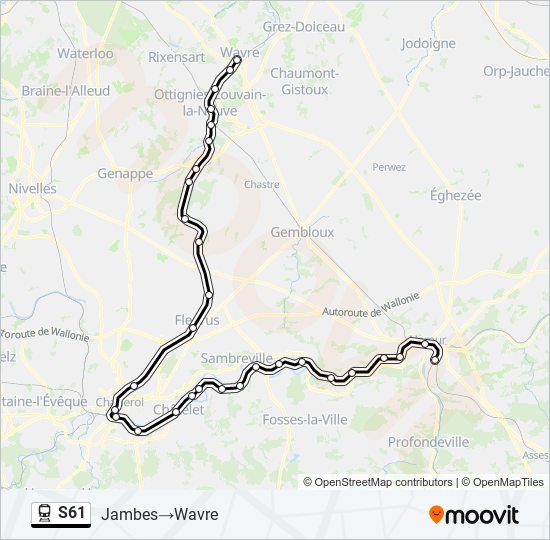 Plan de la ligne S61 de Trein