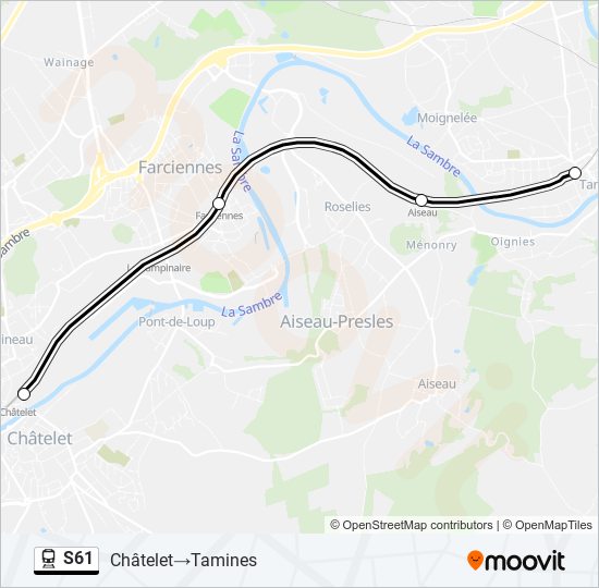 Plan de la ligne S61 de train