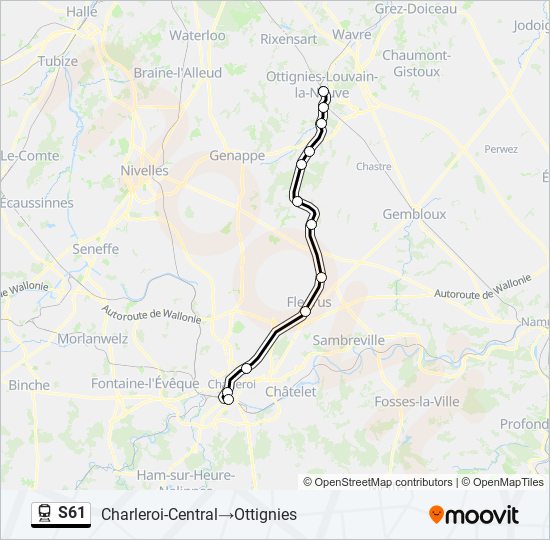 Plan de la ligne S61 de train