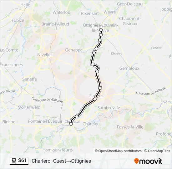 Trein S61 lijnkaart