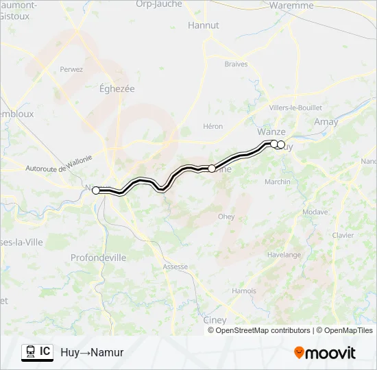 Trein IC lijnkaart