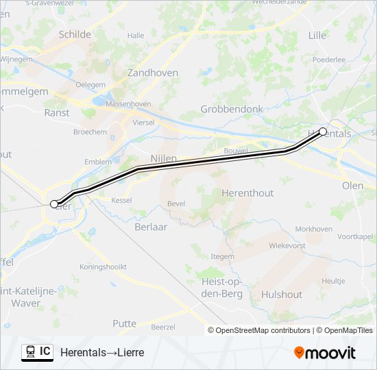 Plan de la ligne IC de train