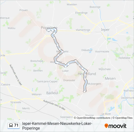 71 Bus Line Map