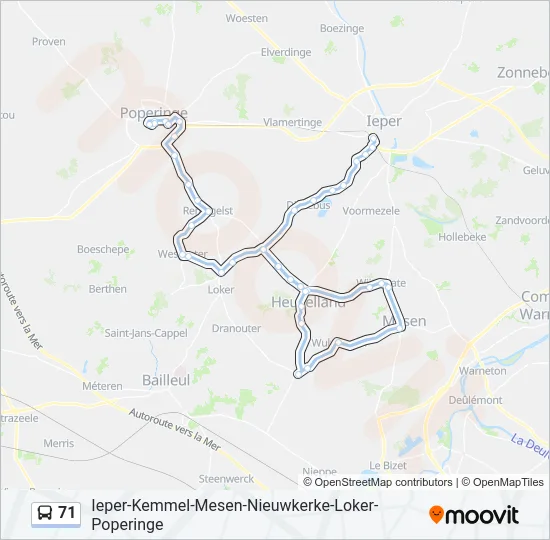 71 Bus Line Map