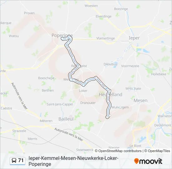 71 Bus Line Map