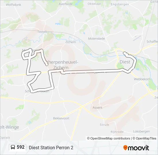 592 Bus Line Map