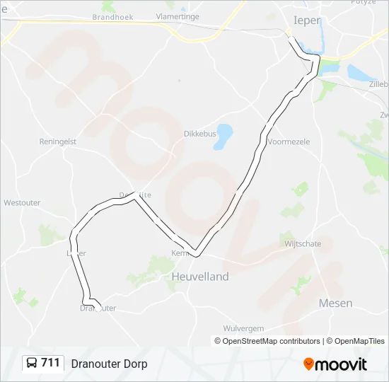 Plan de la ligne 711 de bus