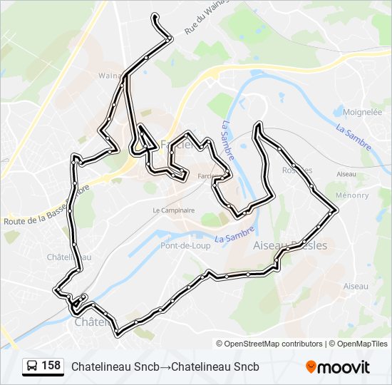 Plan de la ligne 158 de bus