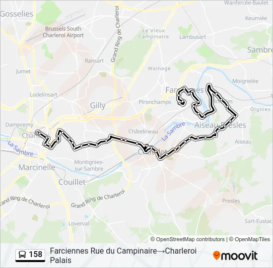 Plan de la ligne 158 de bus