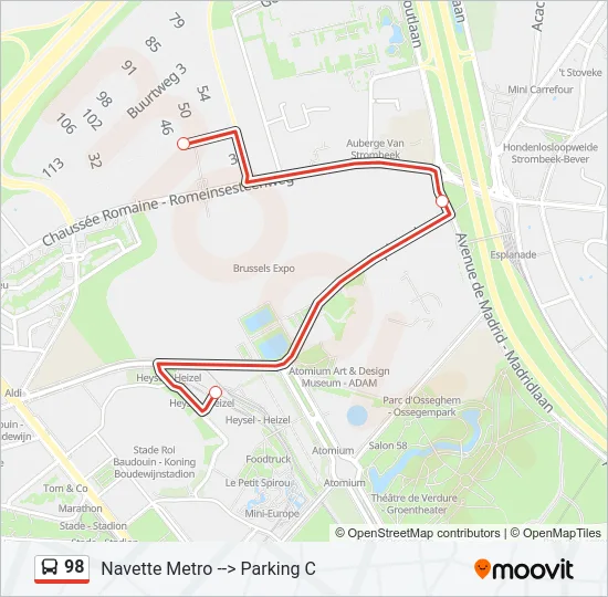 98 Bus Line Map