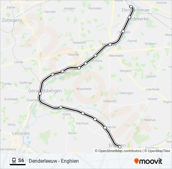 Plan de la ligne S6 de train