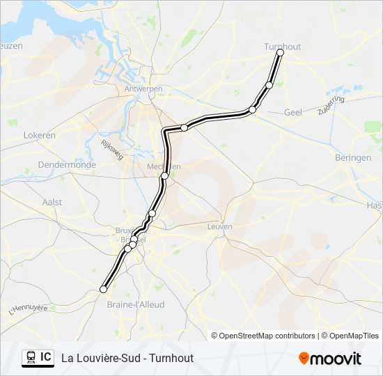 Trein IC lijnkaart