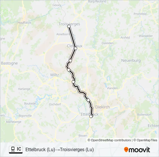 Trein IC lijnkaart