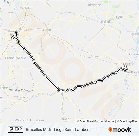 Plan de la ligne EXP de train