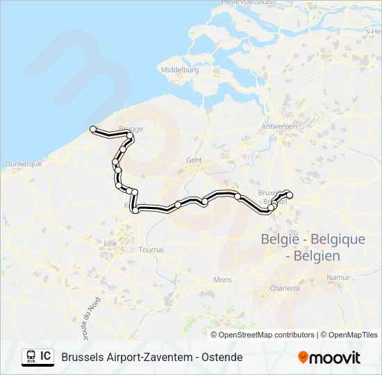 Trein IC lijnkaart
