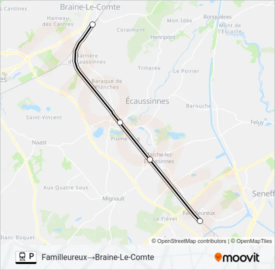 Plan de la ligne P de train