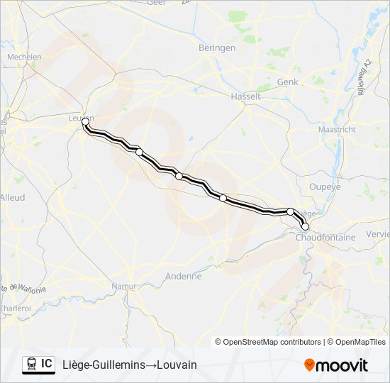 Plan de la ligne IC de train