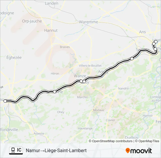 Trein IC lijnkaart